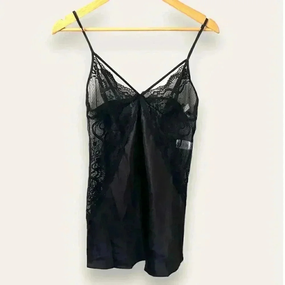 NWT Inbloom Nordstrom Satin Black Slip/Nightgown mini S
